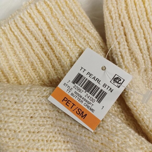NWT KAREN SCOTT Fall Textured Sweater Petite SMALL Pearl Button Buttercream - Picture 9 of 10
